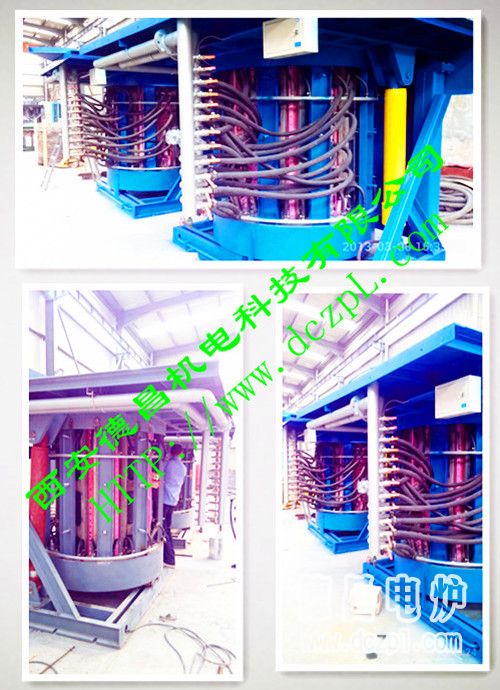 鋼殼液壓傾爐結(jié)構(gòu)中頻熔煉爐生產(chǎn)現(xiàn)場(chǎng)